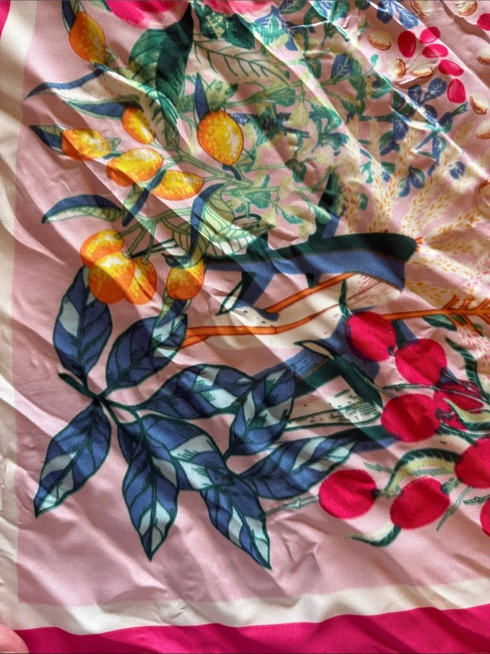 3 for $30 / Floral Fruit Garden Mediterranean Pink Scarf